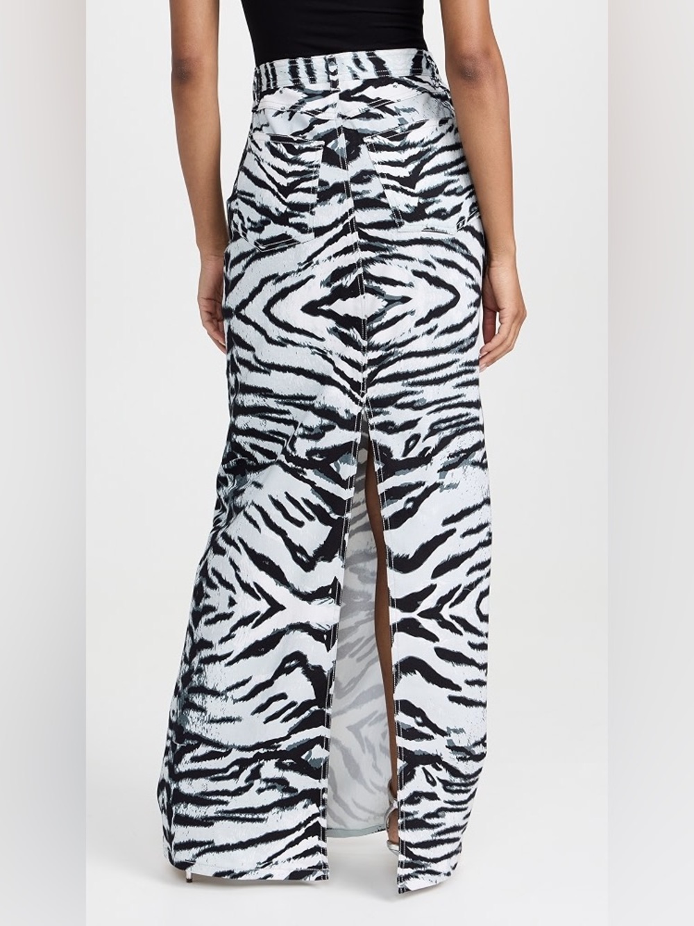 NWT $295 Bruce Glen Snow Tiger Maxi Denim Skirt